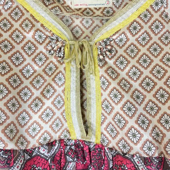Anthropologie Burn Baby Burn Silk Geometric Style Blouse Size 2 - Picture 2 of 6